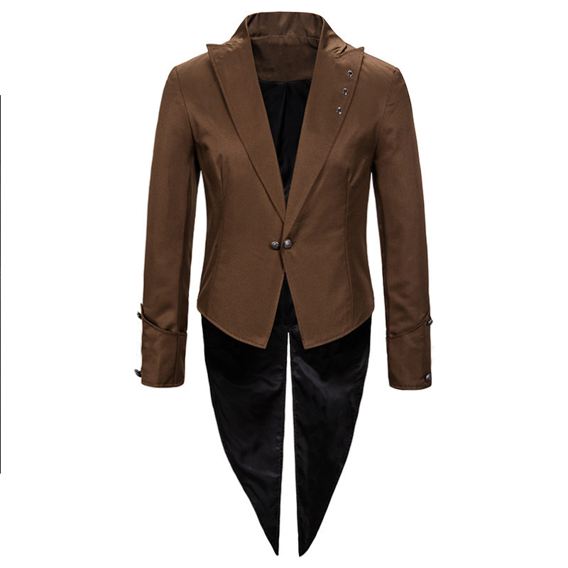 European and American Fashion Spring and Autumn Men's Performance Clothing Tuxedo Evening Dress Slim-fit Solid Color Lasel Single-breasted Suit