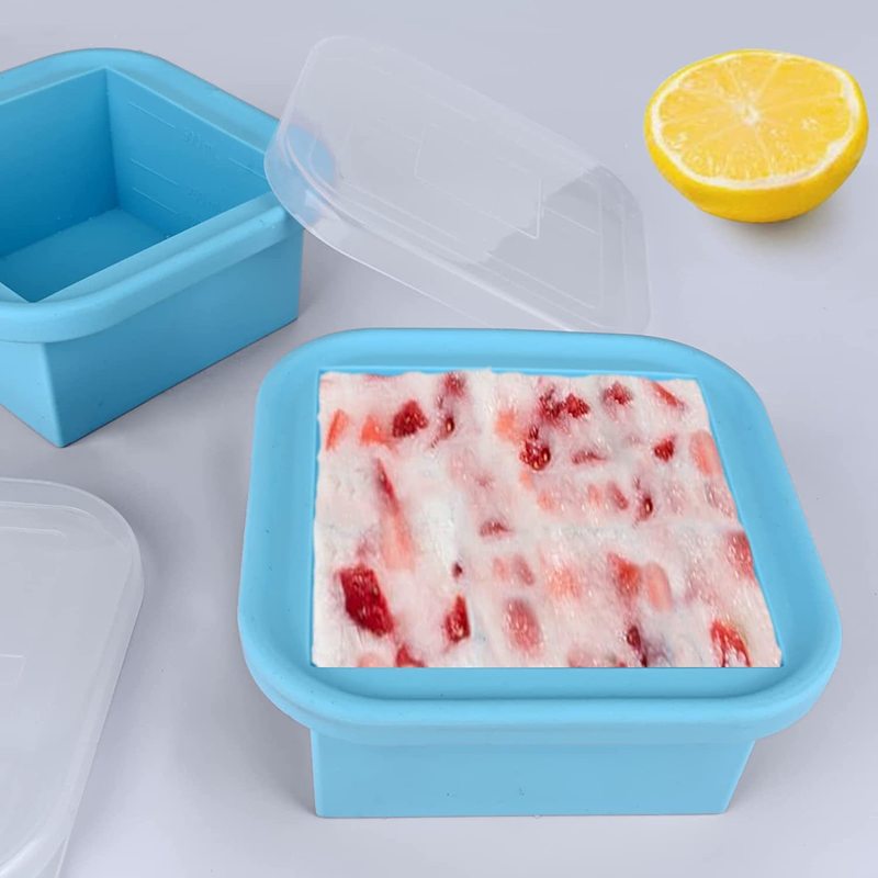 新型シリカゲル冷凍スープトレー蓋付き角型食品冷凍容器氷金型|undefined