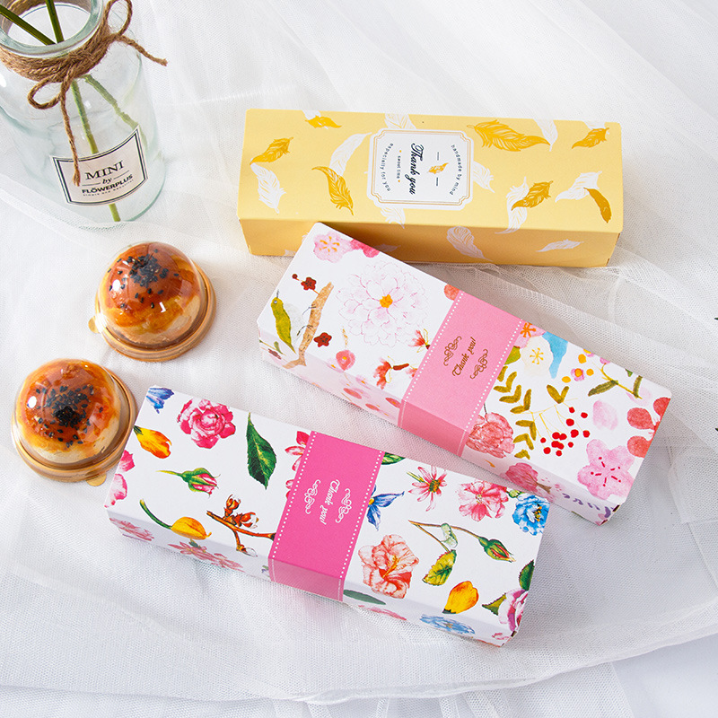 Color bronzing strip snowflake crisp packaging gift box 80g souffle baking box beef biscuit pastry box