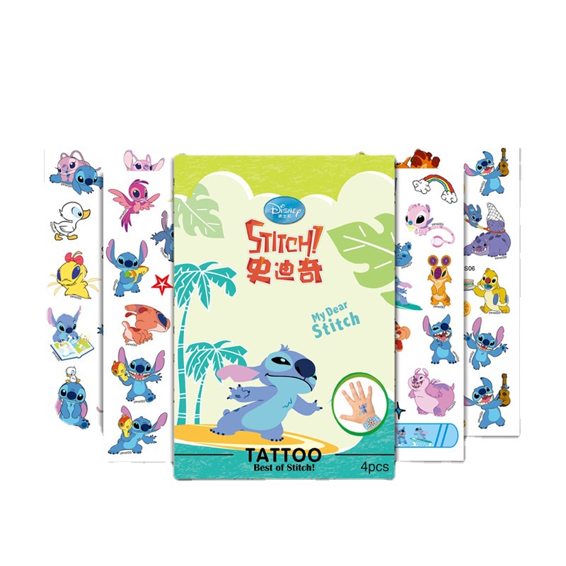 Genuine Stitch Cartoon Tattoo Sticker Set Waterproof Aisha Princess Dinosaur Watch Children's Tattoo Sticker FAMA