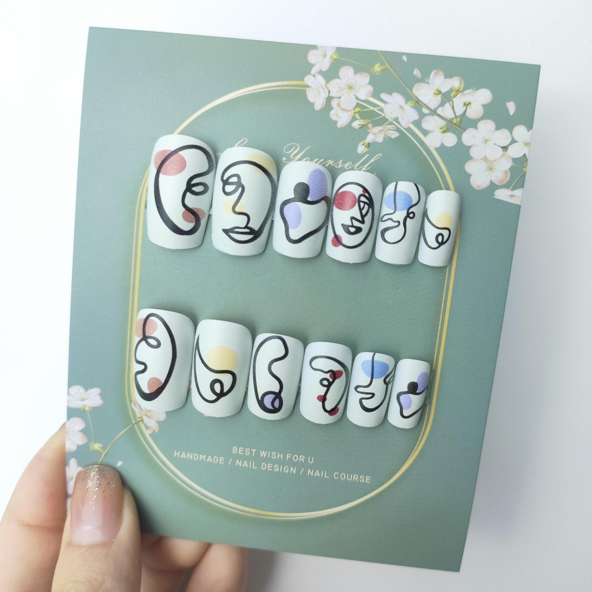 Long Square Style Nail Art Cartoon New Three-Dimensional Wearing Armor False Nail Nail Nail Pieces Boxed Exquisite
