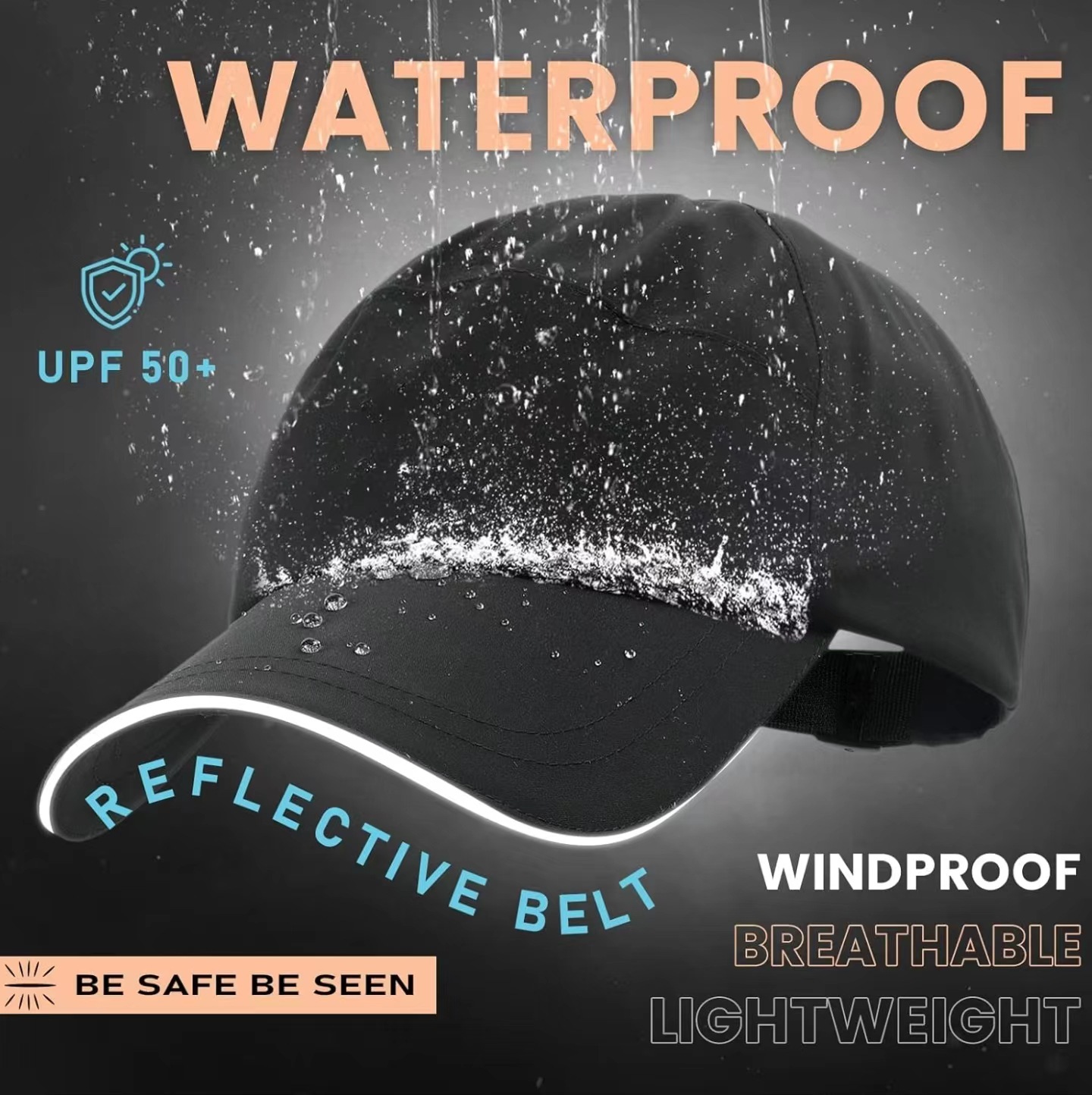 Outdoor anti-splashing rain baseball cap sunscreen mountaineering riding curved eaves cap tennis running adjustable