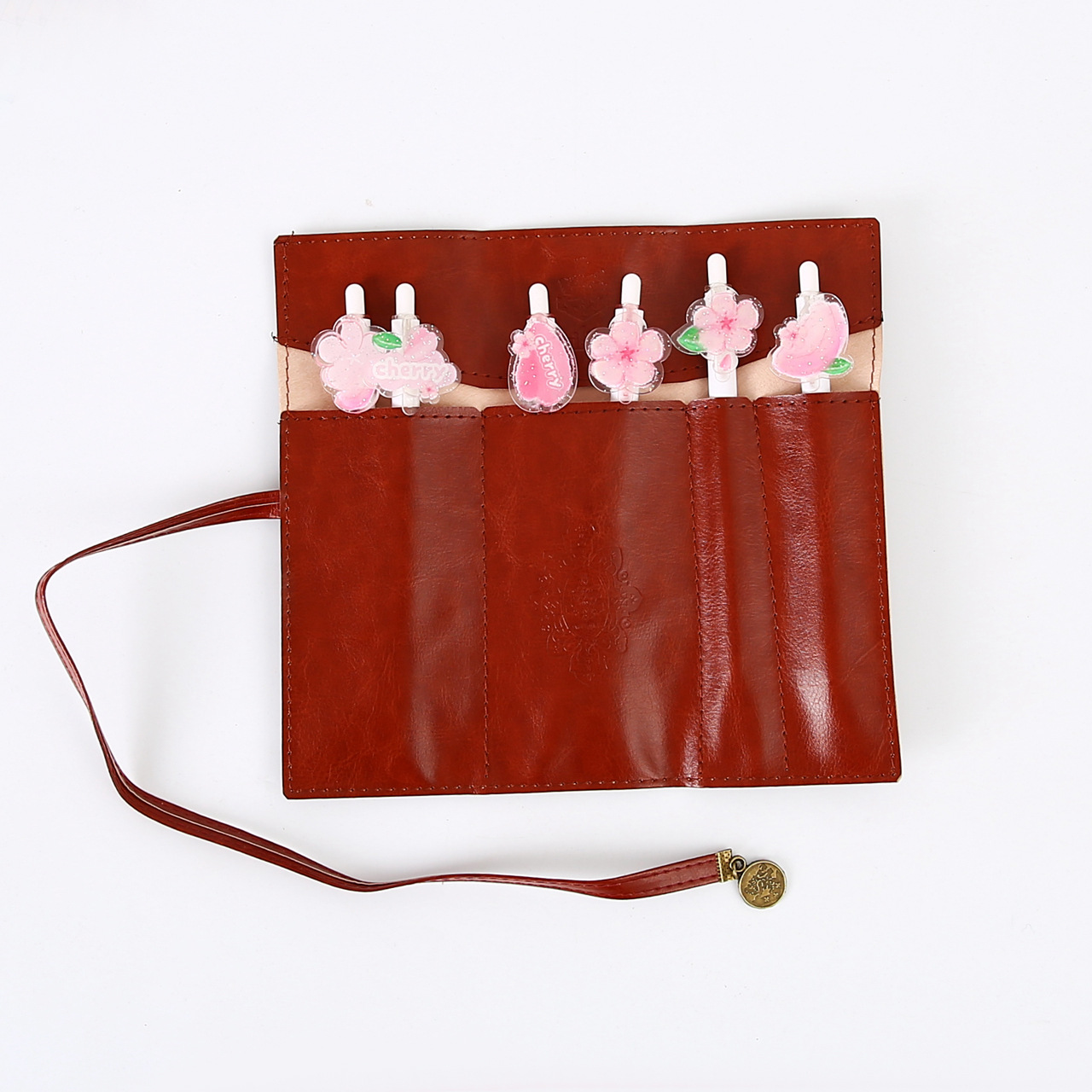 Creative Ethnic Style pu Leather Twilight Pen Bag Roll Pen Curtain Korean Retro Simple Large Capacity Stationery Box