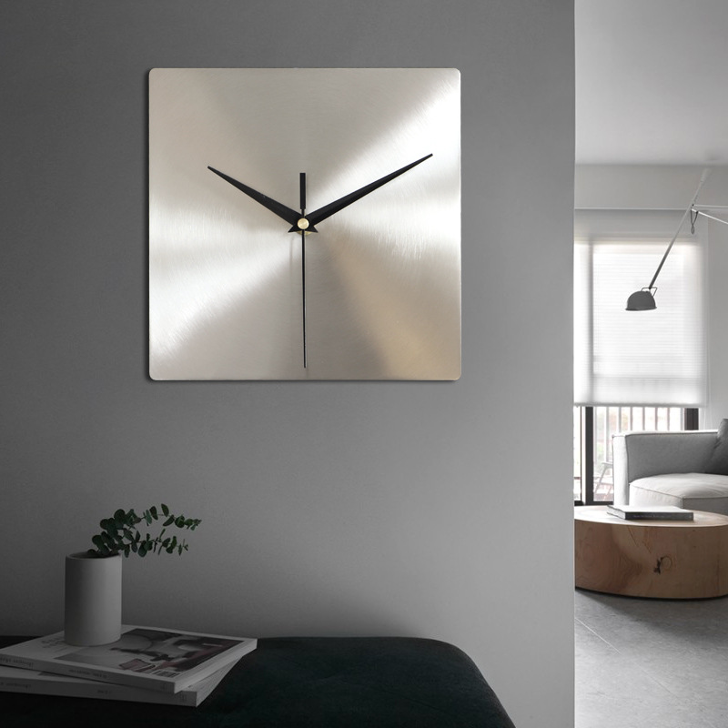 Simple silver Square Wall Clock Home Living Room Clock Office Store Model Room Wall Clock Wall Clock