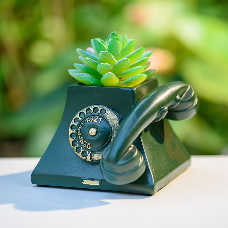 New creative small telephone fleshy flowerpot modeling ornaments office bedroom living room crafts a generation of hair