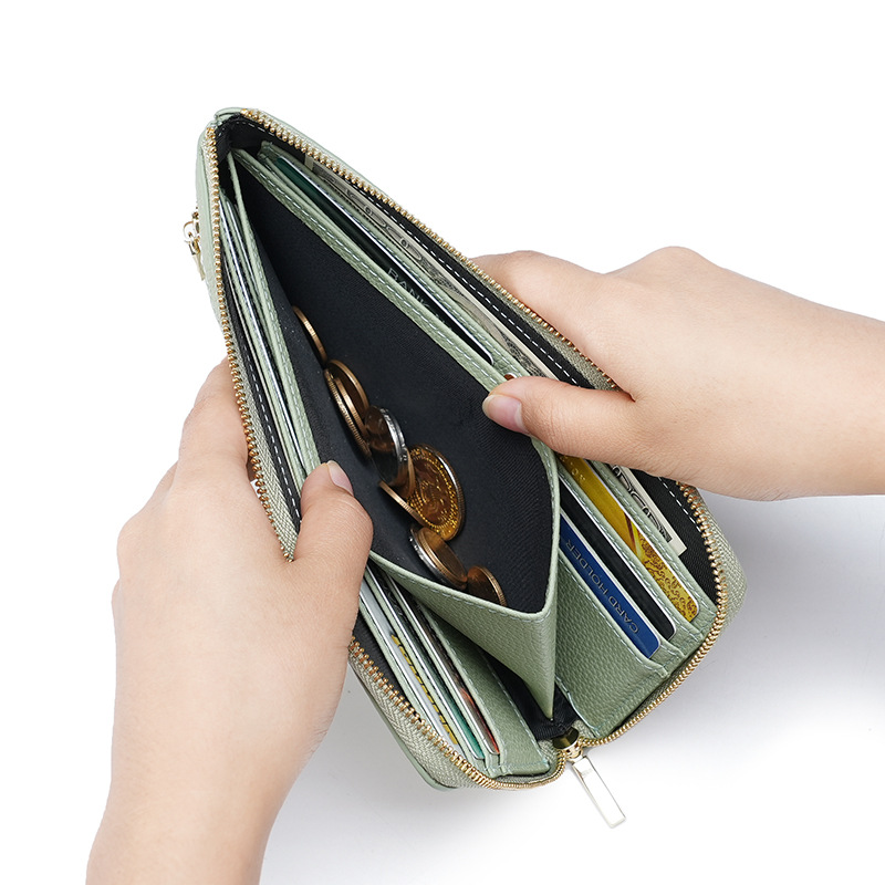 亚马逊新款真皮钱包RFID防盗刷多卡位长款钱夹牛皮日系女士零钱包