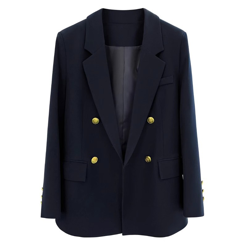 2024 Spring and Autumn new navy blue high-end casual small suit jacket women's simple commuter all-match formal suit