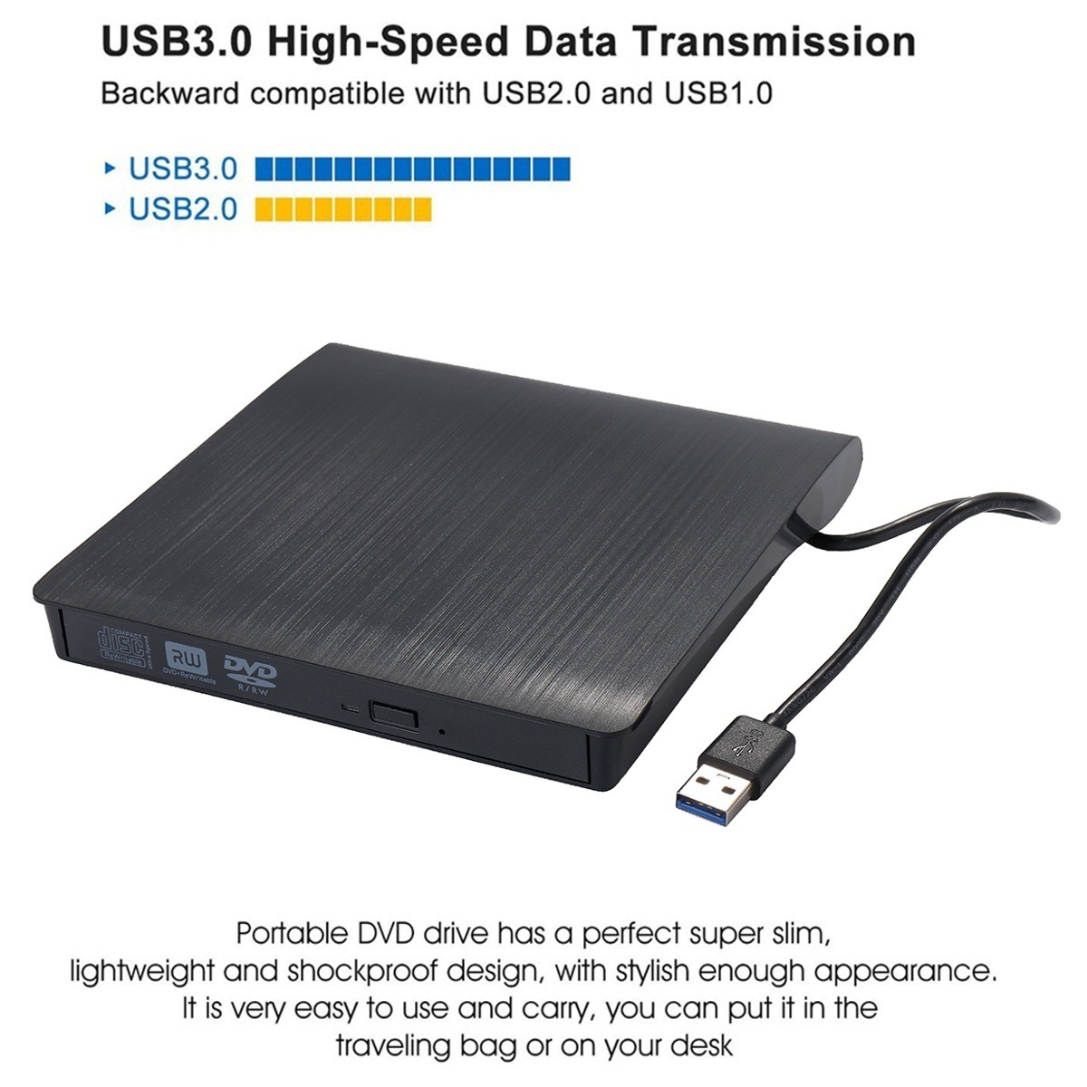 External CD drive USB 3.0 slim external DVD CD drive high speed data transfer burner