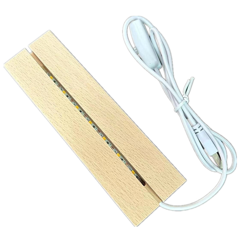 Solid Wood luminous base 3d night light acrylic luminous base led solid wood lamp holder usb plug bottom lamp holder spot