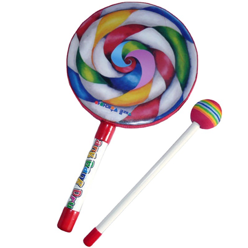 6 Inch Rainbow Percussion Lollipop Drum Orff Instrument Children's Music Percussion Kindergarten Early Teaching Aware