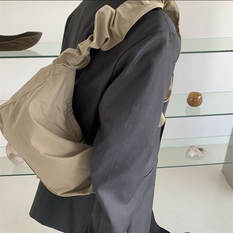 Canvas Bag Women's Korean-style Single-shoulder Pleated Drawstring Canvas Bag Small Fresh Artistic Solid Color Portable Crossbody Casual Women's Bag_voghion.com