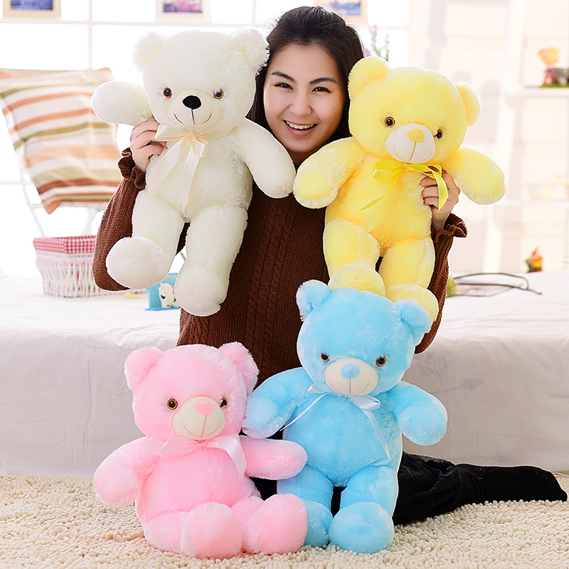 Factory direct cross-border hot selling luminous teddy bear hug bear doll plush toy pillow Valentine's Day gift