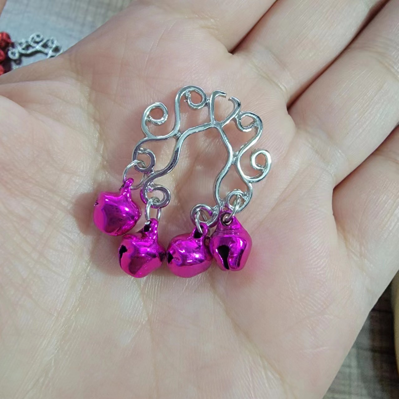 wish AliExpress Amazon Explosions Cute Flower-shaped Fake Breast Ring Bell Adjustable Nipple Piercing Jewelry
