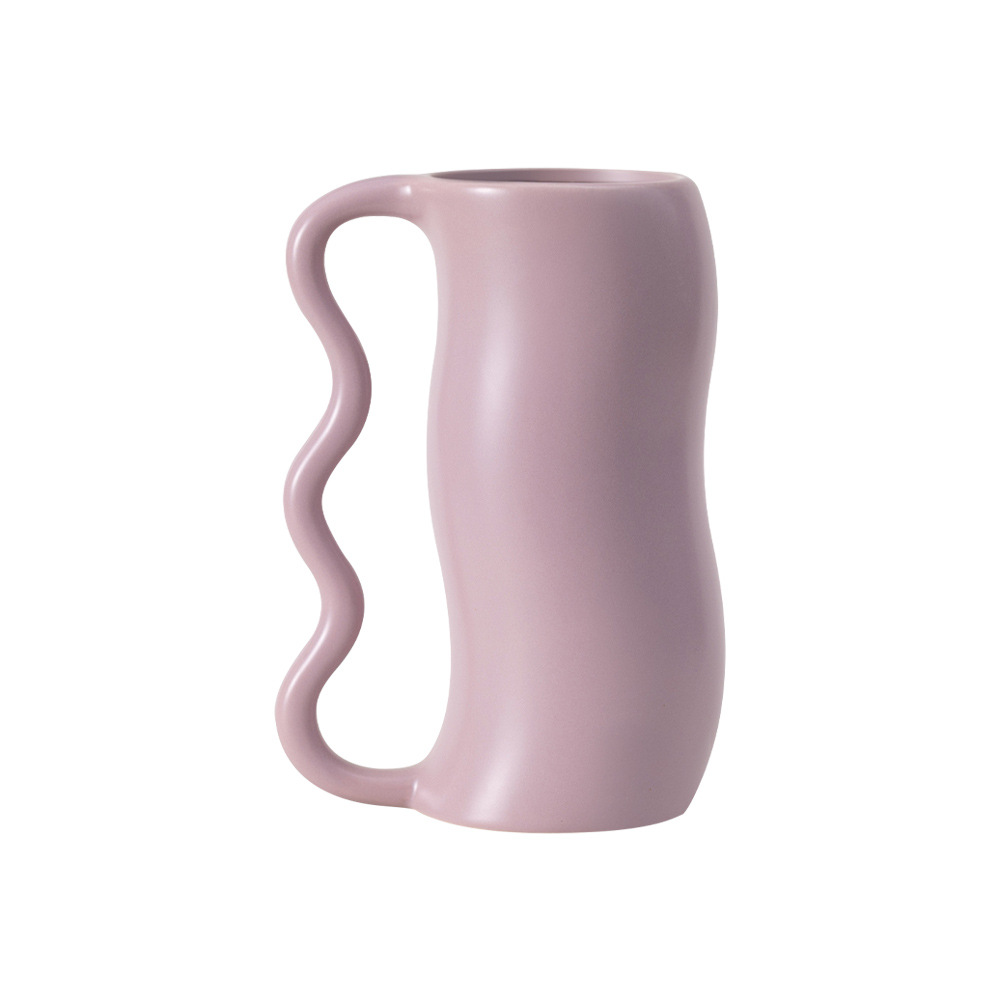 Phaka Yue Modern Quiet Wave Handle Ceramic Vase Ornaments Creative Living Room Flower Arrange Flower Set Home Decorations