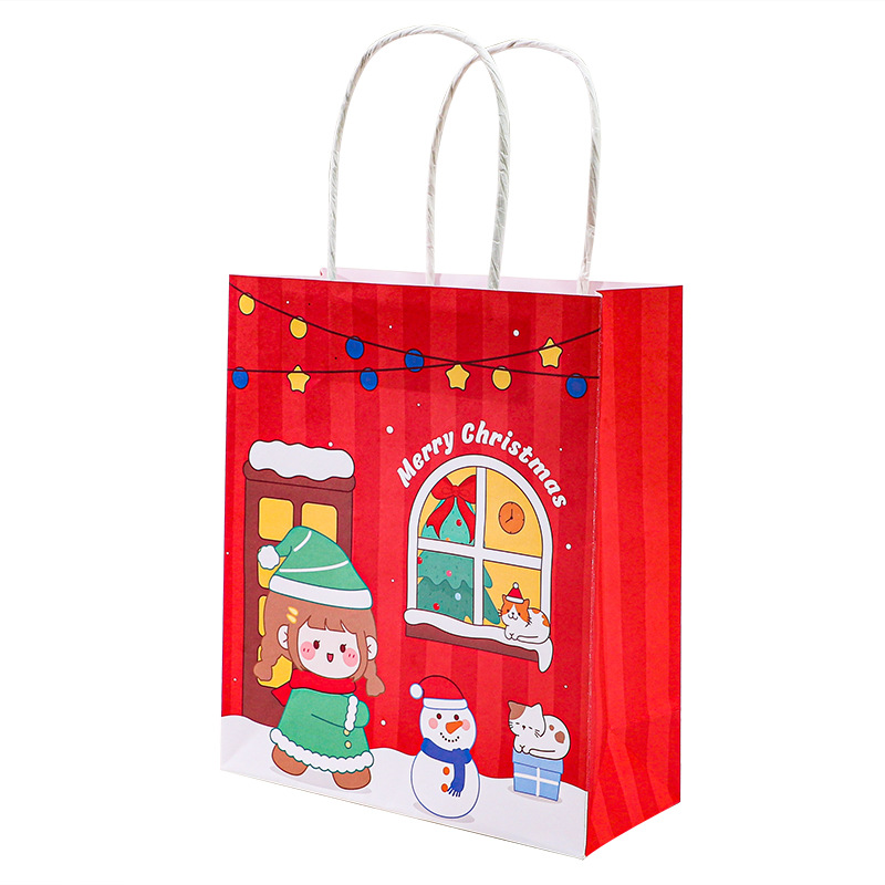 Christmas Gift Bag Snowman Elk Kraft Paper Bag Gift Packaging Bag Christmas Eve Cartoon Gift Bag_voghion.com