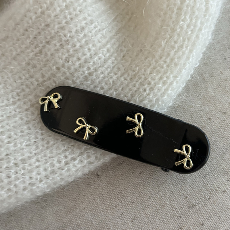Bandeau à cheveux en épingle à cheveux avec nœud argenté pour fille, noir et rose, doux, cassé, frange, épingle à cheveux latérale, accessoires pour cheveux pour femmes_voghion.com