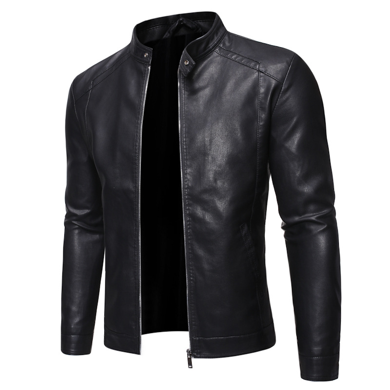 [Plus velvet // thin] Foreign trade new men's leather jacket men's cross-border autumn and winter motorcycle casual coat men's clothing