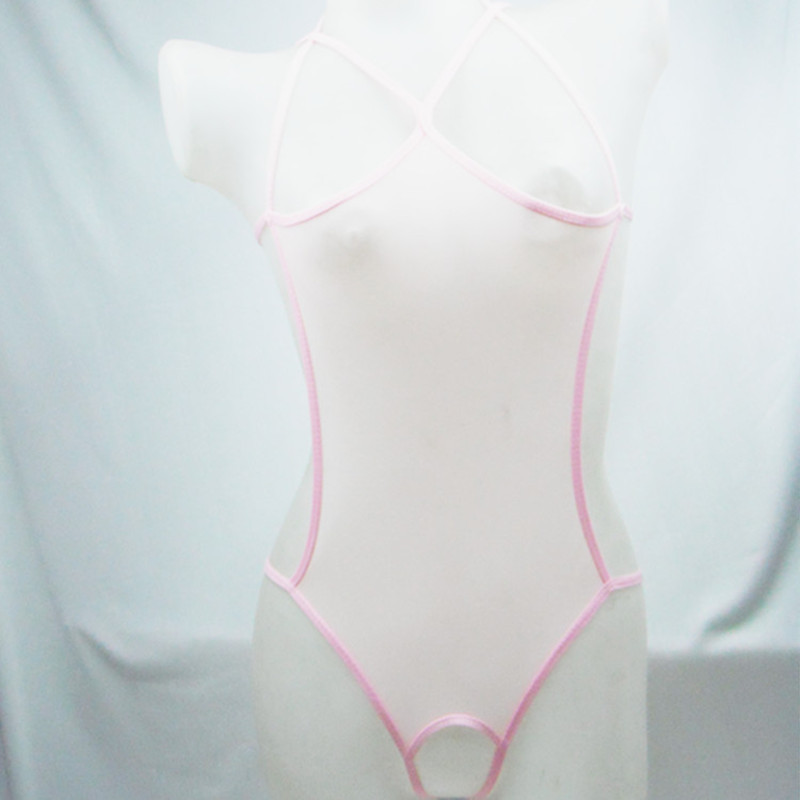 Sexy lingerie ladies sexy belly band mesh transparent sexy open crotch jumpsuit spot 8012_voghion.com