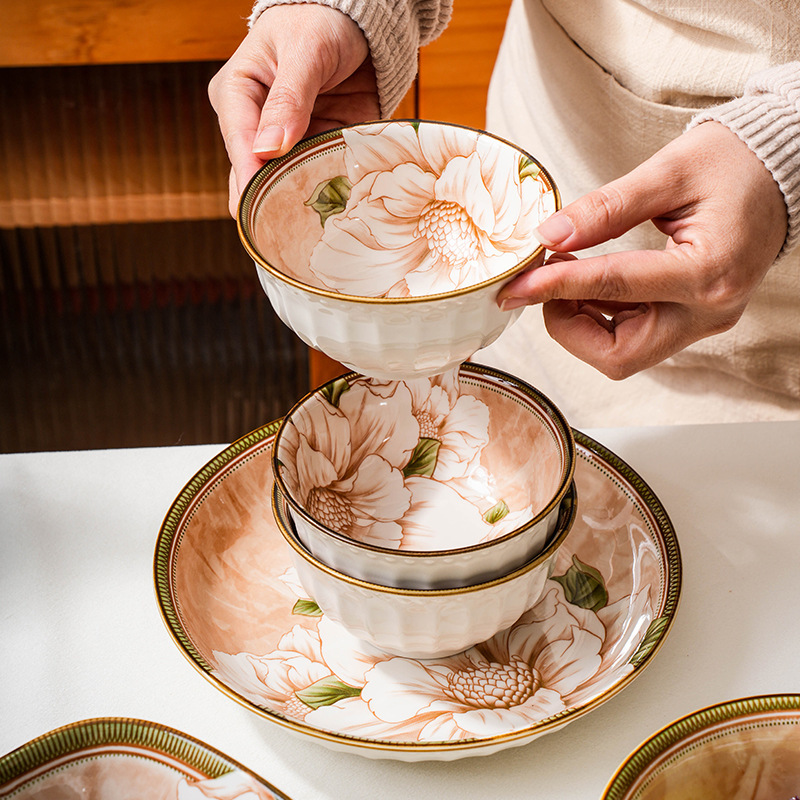 日常使用セラミック食器セットモダンなミニマリストスタイルの食器セット 4 プレートボウルカップ|undefined