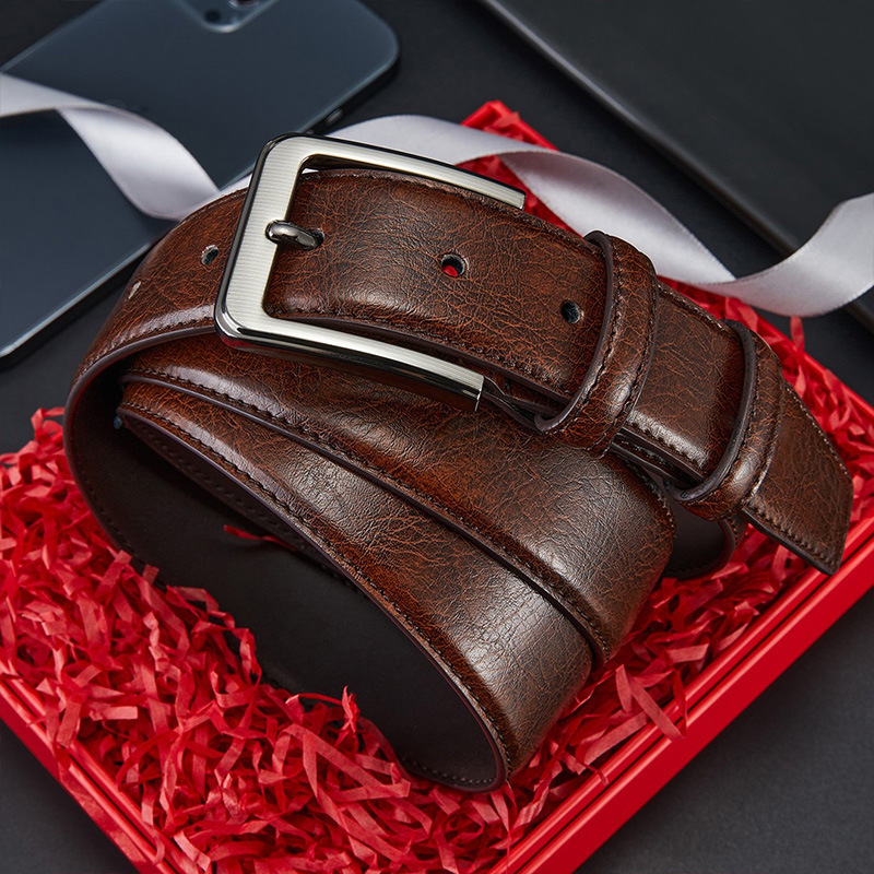 Cow leather belt men's leather pin buckle belt male Korean Tide pants pure authentic leisure business Joker
