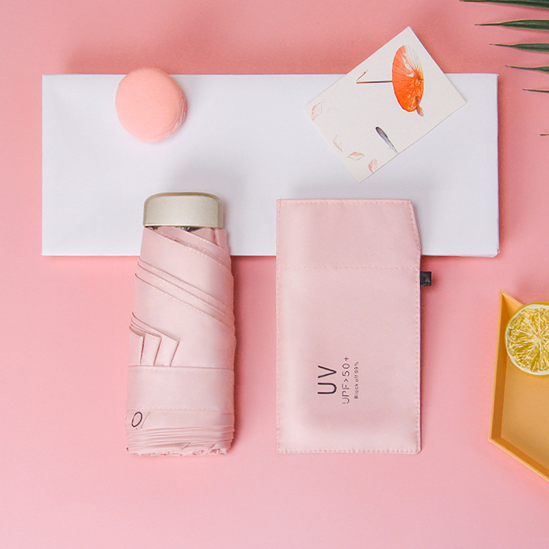 Ultra-light foldable five-rib sun and rain umbrella, portable sunshade and rain umbrella, mini folding sun and rain umbrella gift