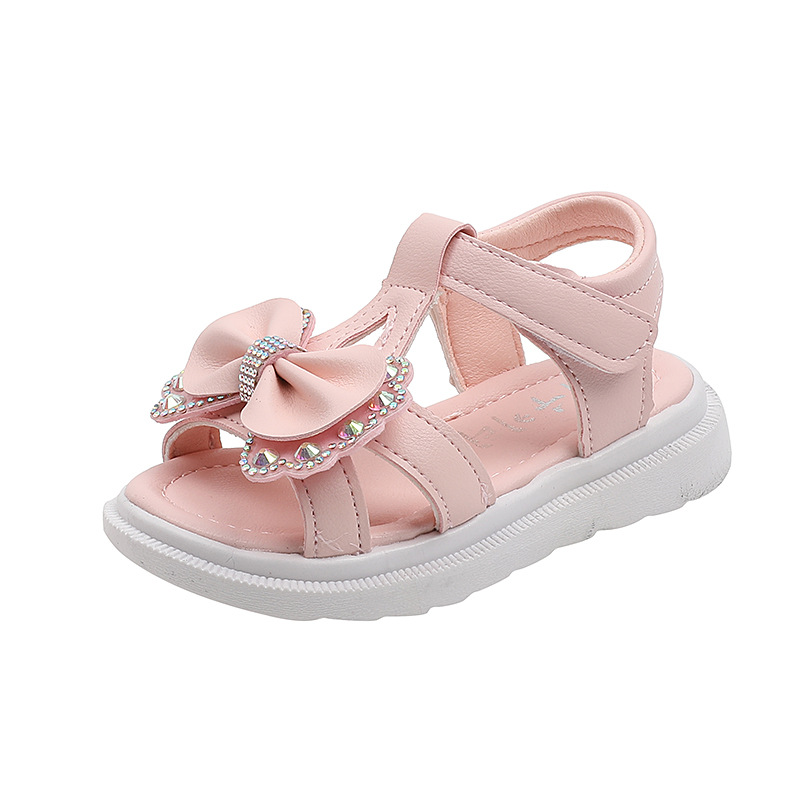 Girls Princess Sandals 2023 Summer New Children Pearl Casual Sandals Little Girls Bow Open Toe Sandals