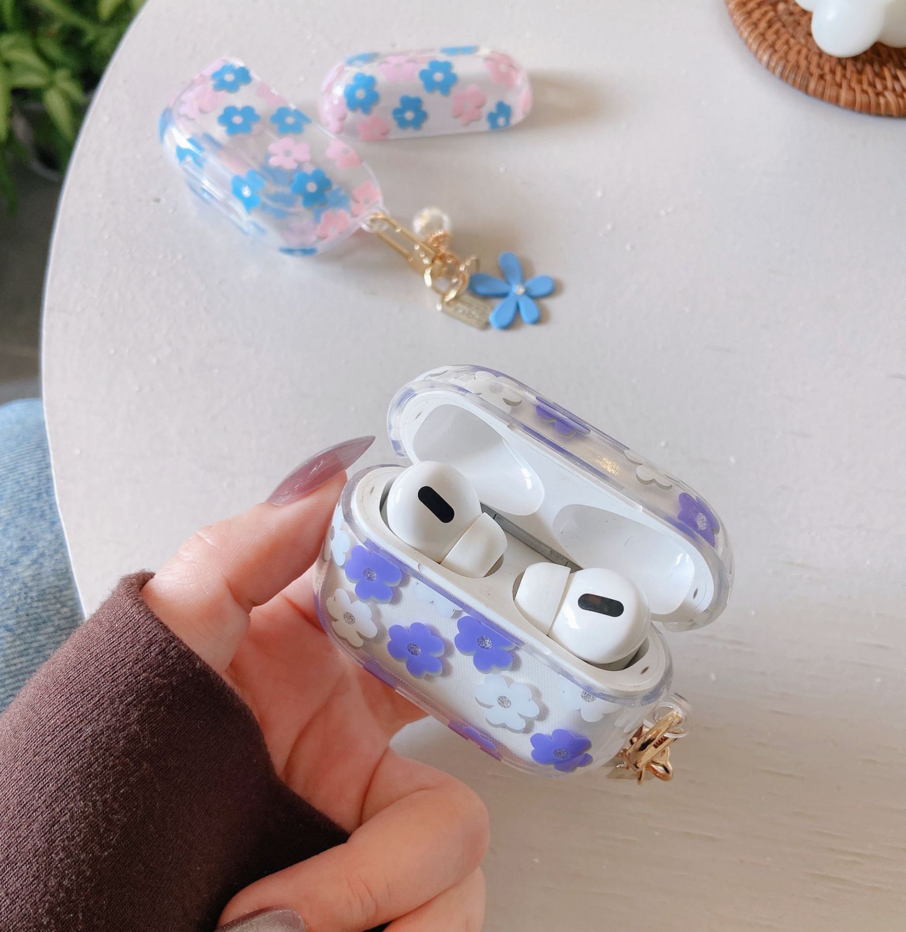 Внешняя торговля прозрачный блесок цветок подходит для airpods pro защитный чехол 4 мягкие новые яблоки 2 поколения стоя наушники