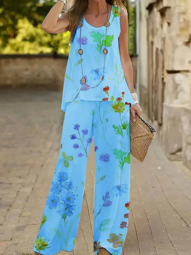 50 couleurs commerce extérieur transfrontalier vêtements pour femmes impression costume décontracté usine directe t-shirt sans manches pantalon costume deux pièces spot_voghion.com