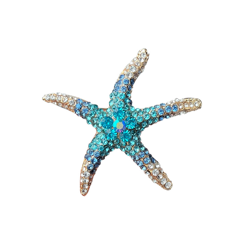 New inlaid rhinestone cute multi-color starfish brooch fashion personality star corsage spot factory wholesale