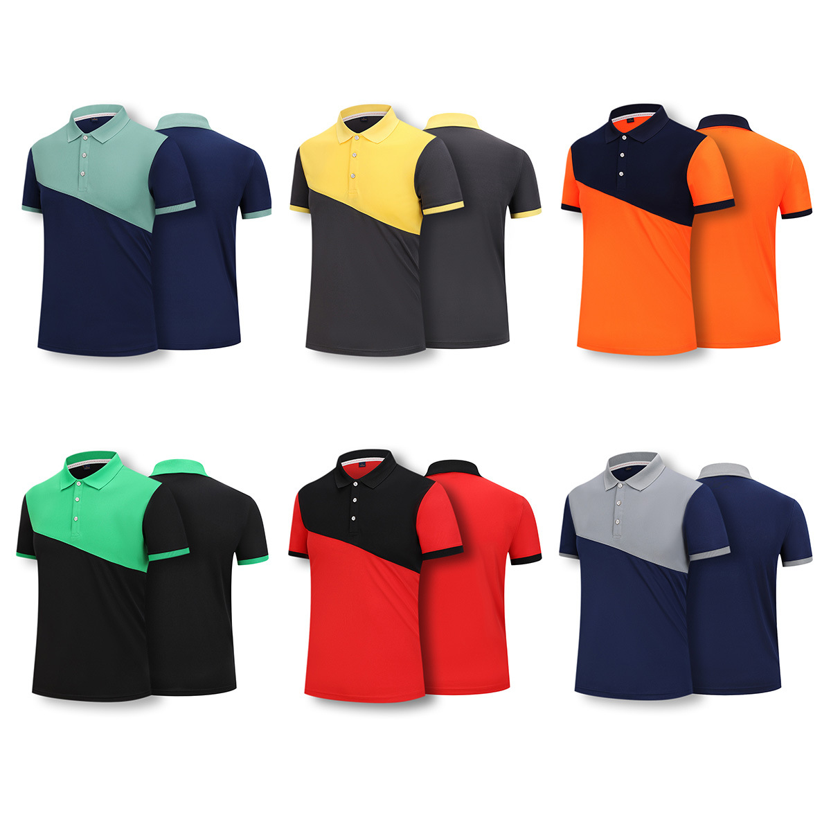 Color matching overalls customized printing workwear embroidery stitching polo shirt men's short-sleeved T-shirt wholesale advertising shirt
