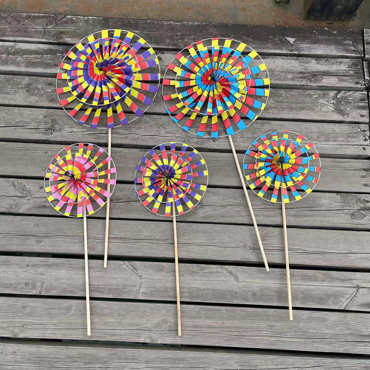 Traditional Retro Old Beijing Turntable Wooden Rod Colorful Windmill Plastic Children's Toy Decoration Scenic Spot Hot Sale Small Windmill