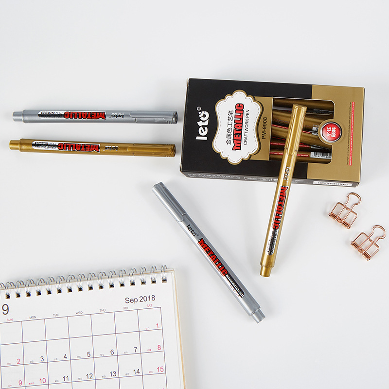 Gold and silver craft pen sign-in marker pen metal Title book paste pen greeting card calligraphy pen water-based Signature Pen wholesale