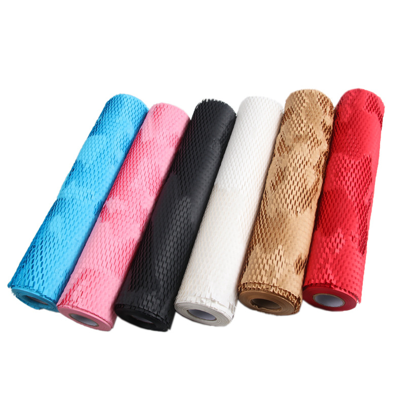 Wholesale 80 foot grams shockproof wrapping paper degradable Kraft paper six-color gift glass ceramic packing paper honeycomb paper