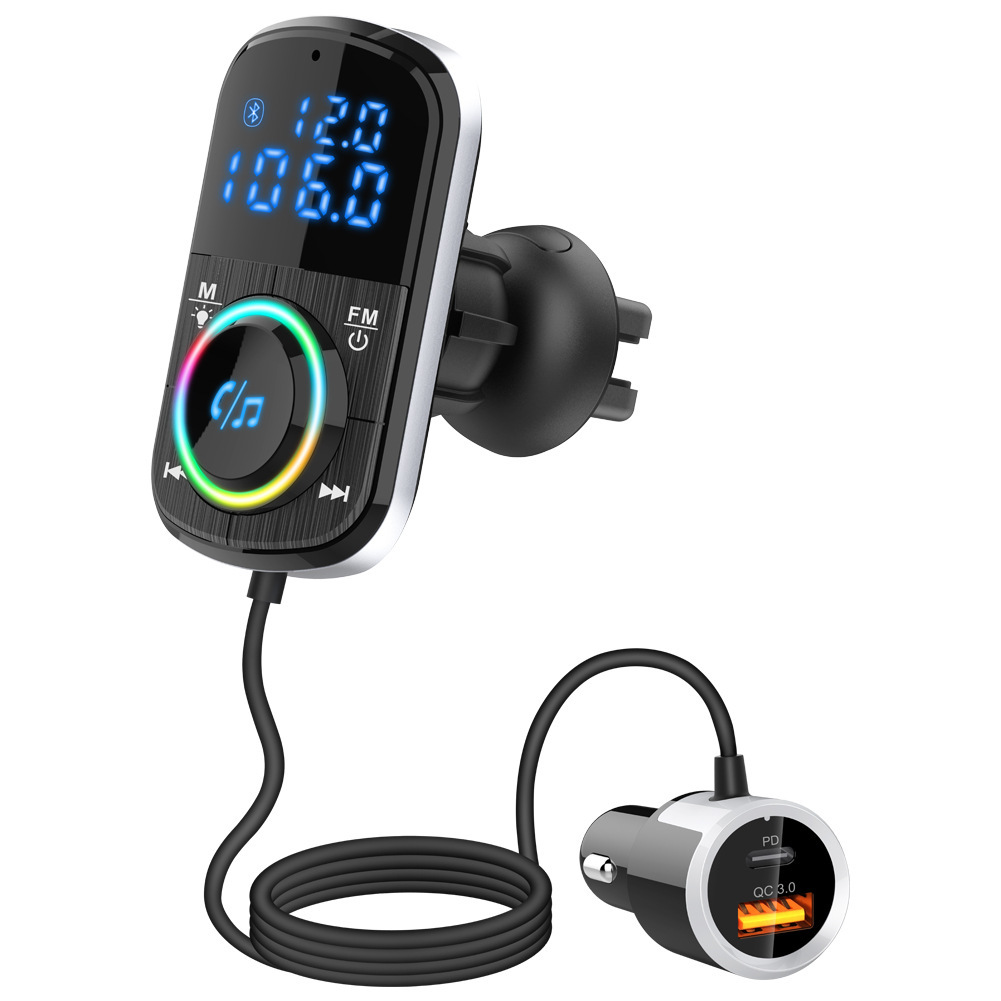 Dual-screen atmosphere light display car MP3 Bluetooth player lossless sound quality HD sound fast charging car charger