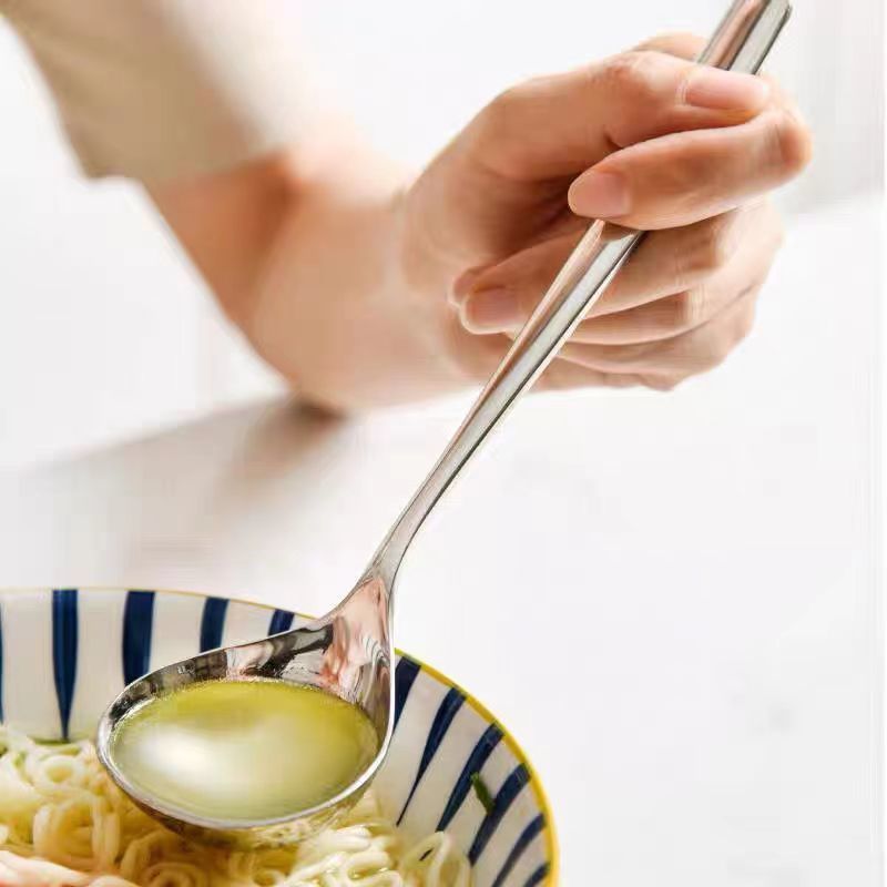 Stainless Steel Spoon Adult Drinking Soup Spoon Thickened Long Handle Household Kitchen Seasoning Porridge Spoon Large Size Spoon