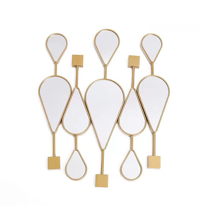 Creative water drop mirror 5 pieces modern hallway decorative mirror living room hanging mirror dining room wall background hanging decoration Amazon