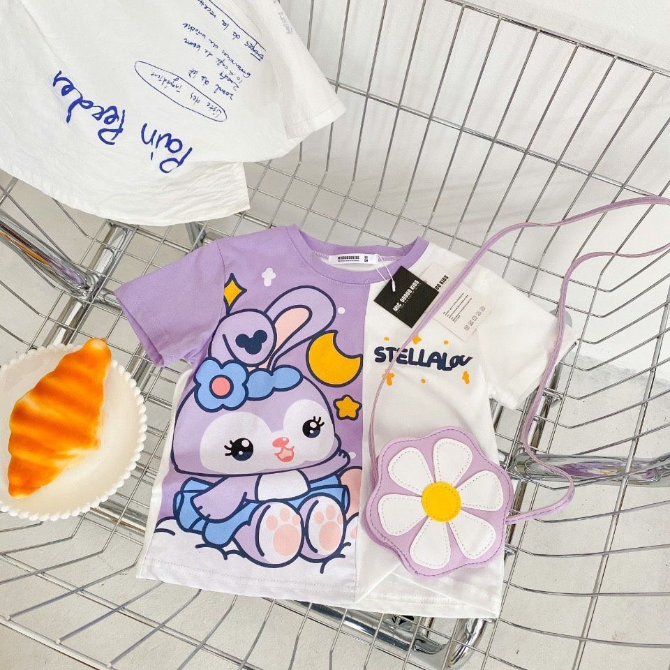 Children's 2023 Summer New Korean Color Matching Round Neck Short Sleeve T-shirt Top Cartoon Comfortable Children's Fashion - ShopShipShake