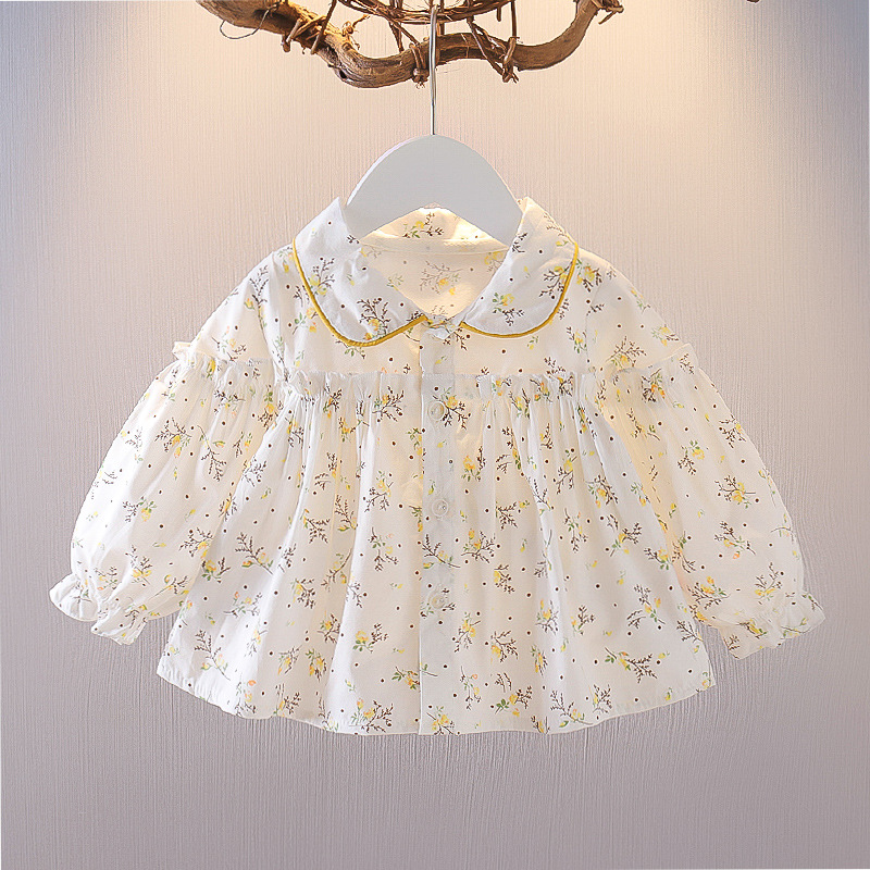 Children's clothing spring girls Korean children's small floral shirt 1-3 years old baby girl Spring children's shirt top tide