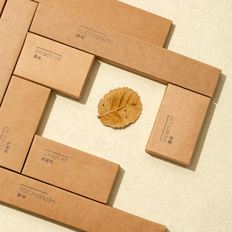 Hotel disposable toiletries suit B & B Inn hotel Kraft paper card box toothbrush factory wholesale LOGO