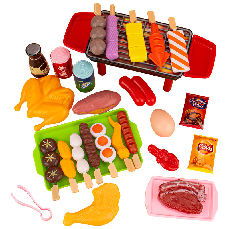 Foreign trade cross-border hot sale simulation food barbecue BBQ toys children play house kitchen barbecue skewers suit wholesale