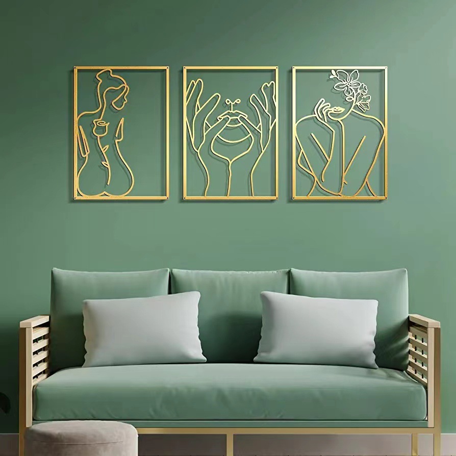 Cross-Border dedicated to minimalist art women's line background wall decoration pendant modern simple iron wall decoration