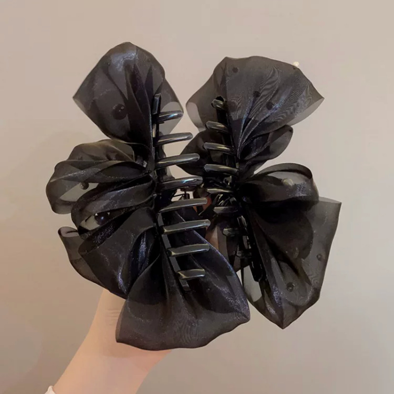 2023 New Bubble Mesh pearl clip female temperament multi-layer bow oversized back head shark clip_voghion.com