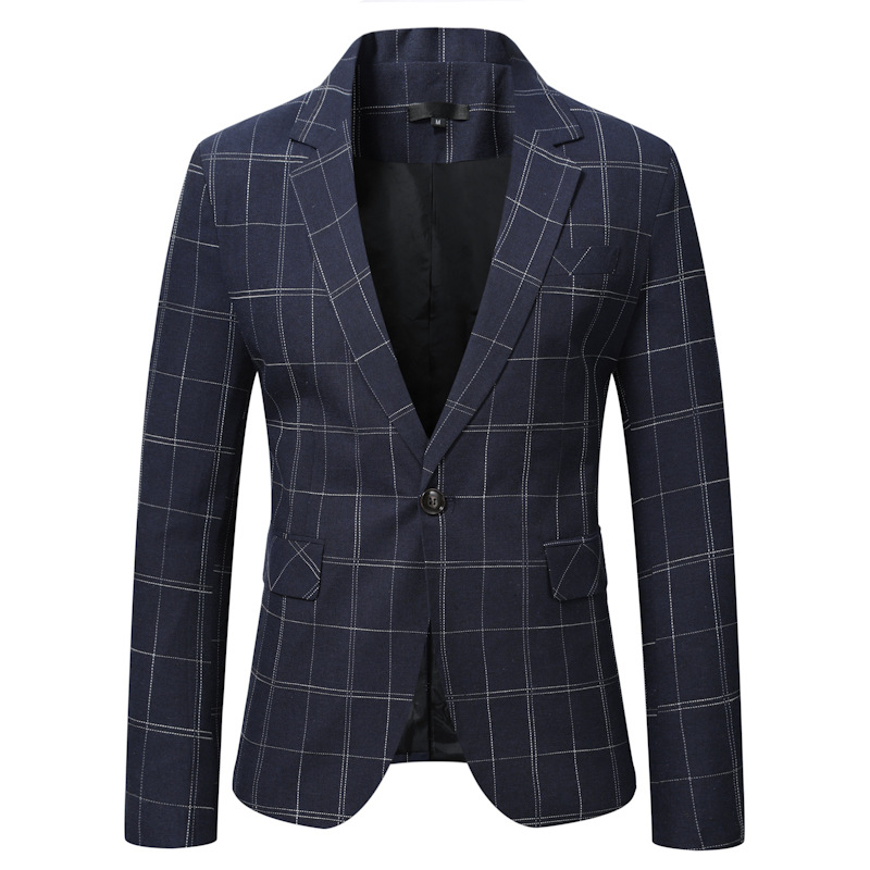 Cross-border 20242 new autumn and winter men's casual one button suit Korean slim plaid suit men's jacket