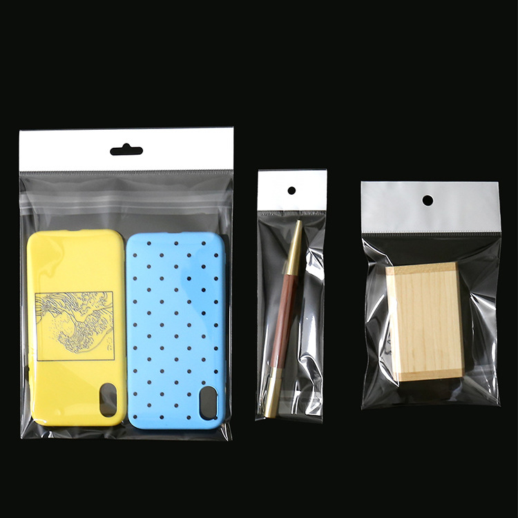 Wholesale White Pearl film hanging hole packaging plastic transparent clothes jewelry mobile phone self-adhesive bag opp card head bag