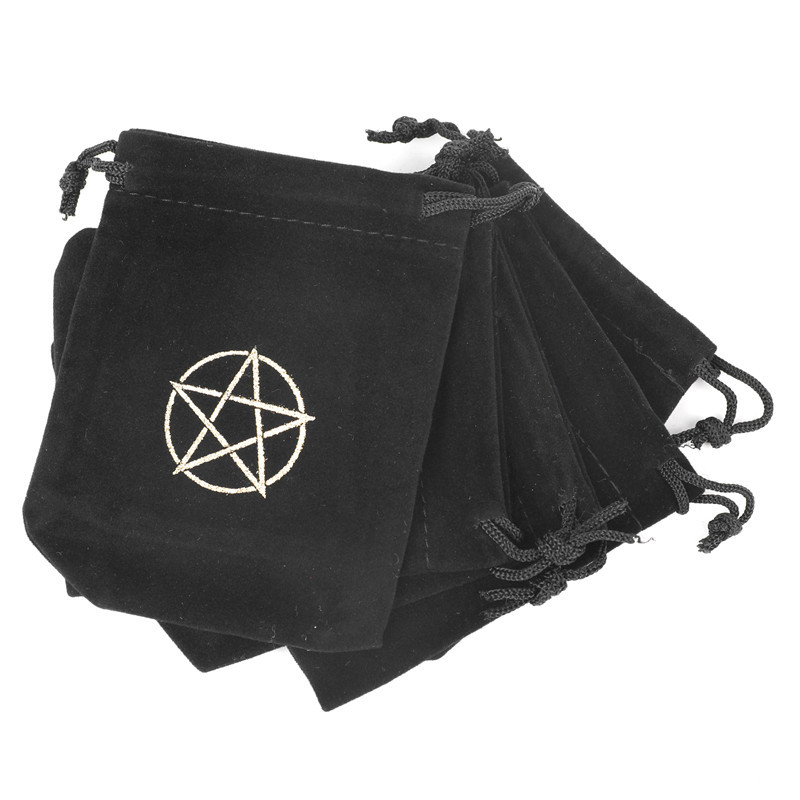 8 * 10CM drawstring flannel bag jewelry jewelry bag small cloth bag Black hot pentagram symbol gem bag small size