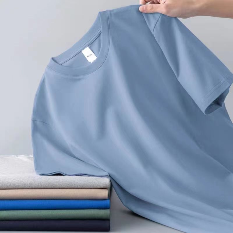 [Solid color short sleeve] Fog Blue
