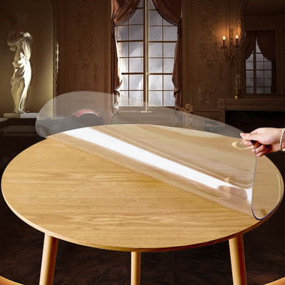 Soft Glass PVC Round Tablecloth Waterproof Oil-proof Anti-scalding Non-washable Tablecloth Round Transparent Dining Table Mat Desktop Protection Mat