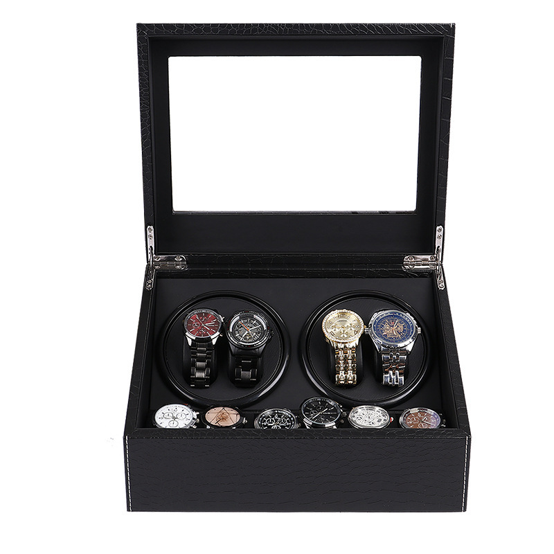 High-grade PU Crocodile Pattern Watch Box Household High-grade Mechanical Watch Automatic Shaker Watch Turner Watch Display Box