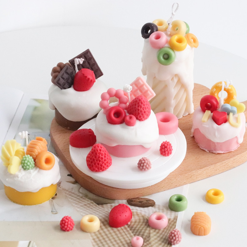Meimuer variety of combination noodles Cake Fruit Strawberry love diy aromatherapy candle decorative silicone mold