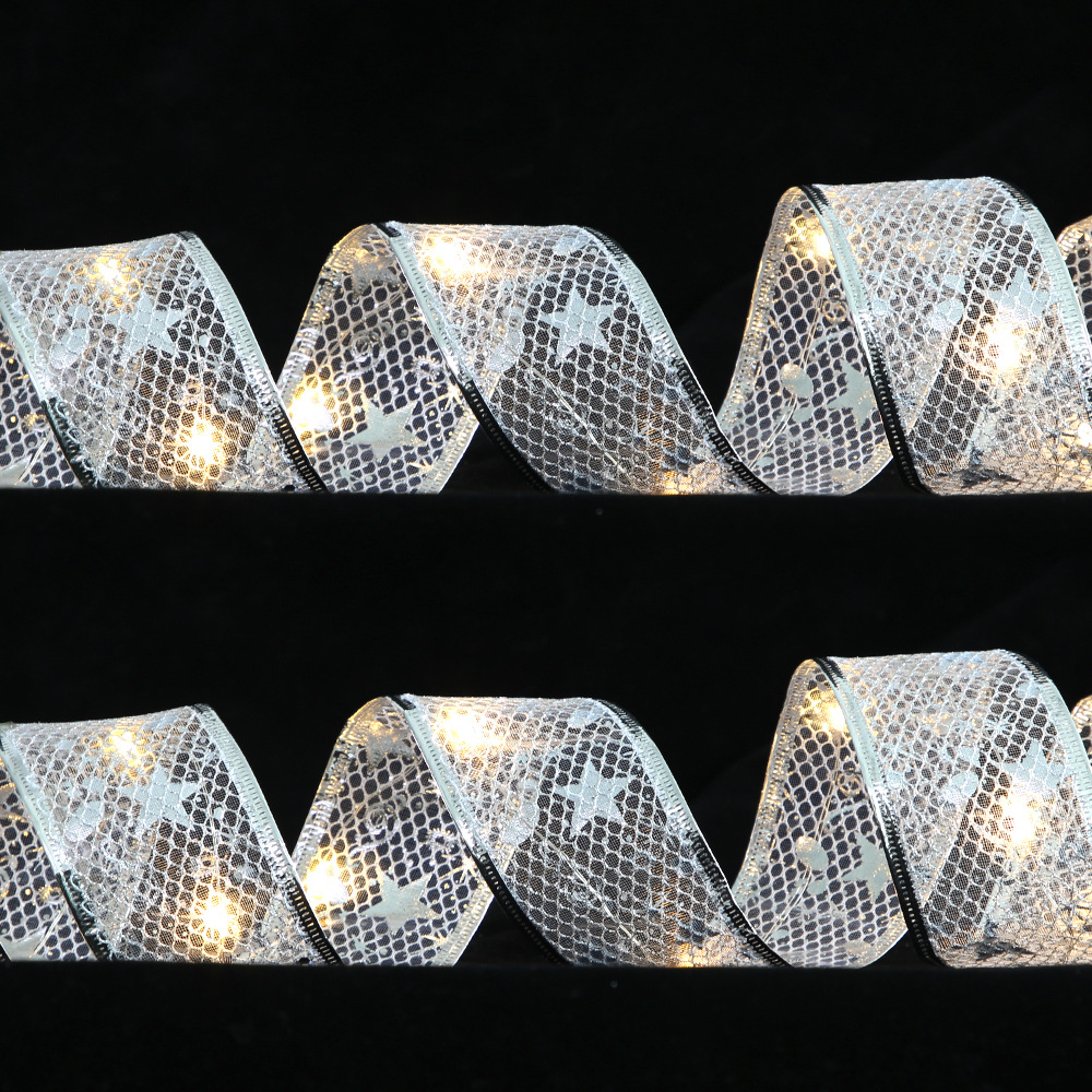 Noël Nouveau Noël Double Couche Phnom Penh Ruban Décorations D'arbre De Noël Pendentif Lumières LED Ruban Bleu_voghion.com